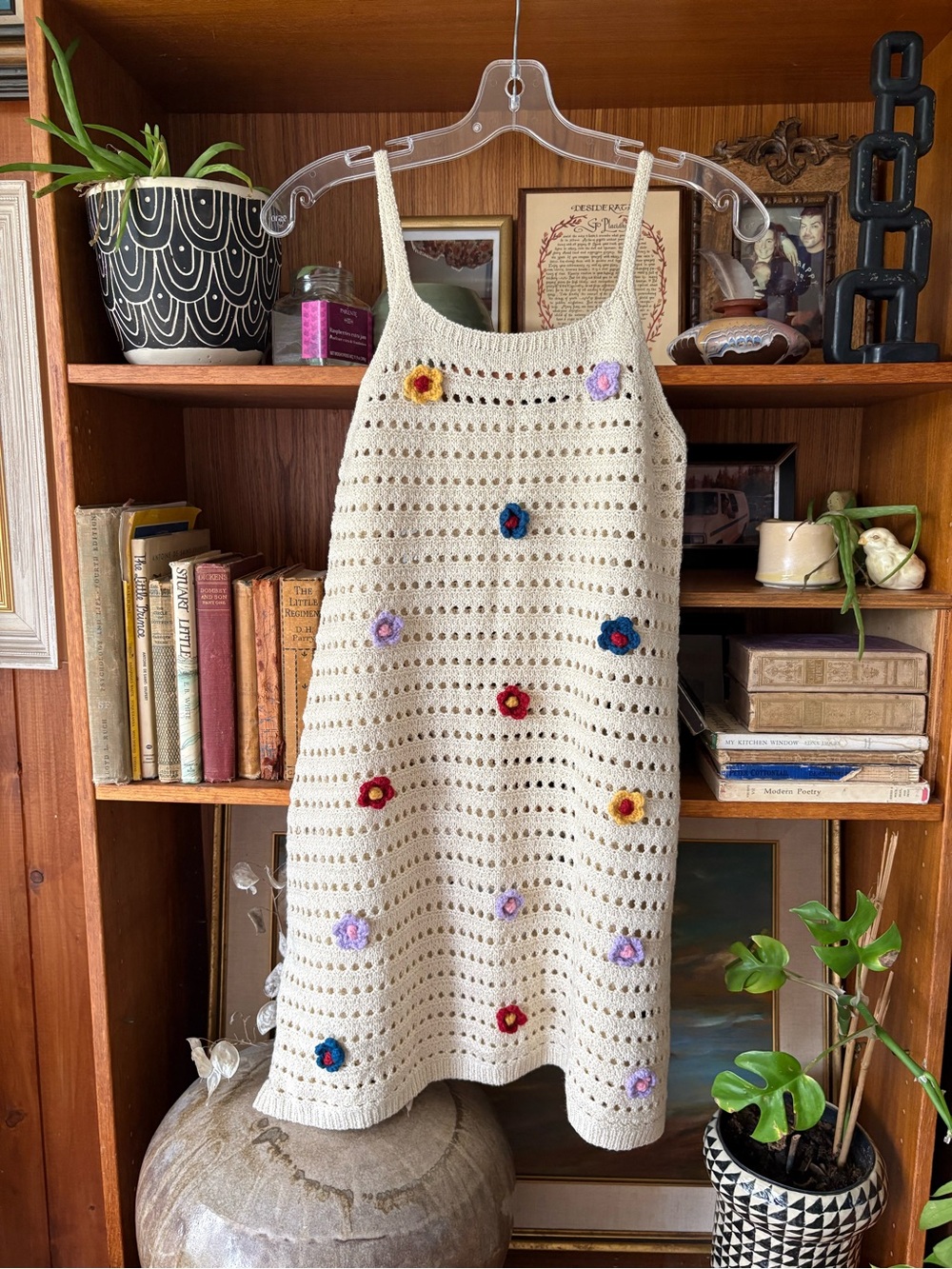 Boho Crochet Flower Dress S